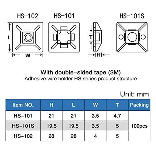 XHF Self Adhesive Cable Tie Mounts 1.1" White | Organize Cables & Power Lines thumbnail 5