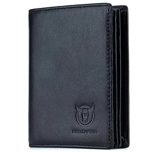 BULLCAPTAIN Genuine Leather RFID Blocking Bifold Wallet for Men QB-027 Black | Large Capacity 15 Card Slots thumbnail 1