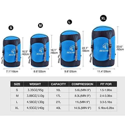REDCAMP Nylon Compression Stuff Sack Medium Blue | Lightweight Backpacking Gear Organizer thumbnail 4