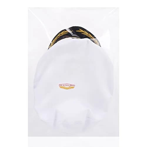 BESTOYARD Adult Yacht Captain Hat White Sailor Hat with Gold Embroidery | 58 cm (22.8 in) thumbnail 7
