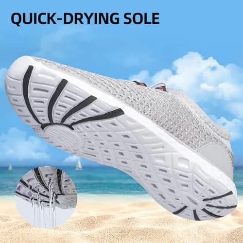 DOUSSPRT Men's Water Shoes Quick Dry for Beach Swim Pool Fishing Grey | Breathable Mesh & Quick Drying thumbnail 4