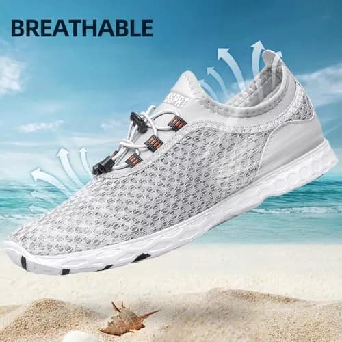 DOUSSPRT Men's Water Shoes Quick Dry for Beach Swim Pool Fishing Grey | Breathable Mesh & Quick Drying thumbnail 5