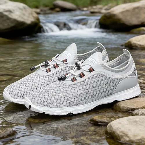 DOUSSPRT Men's Water Shoes Quick Dry for Beach Swim Pool Fishing Grey | Breathable Mesh & Quick Drying thumbnail 3