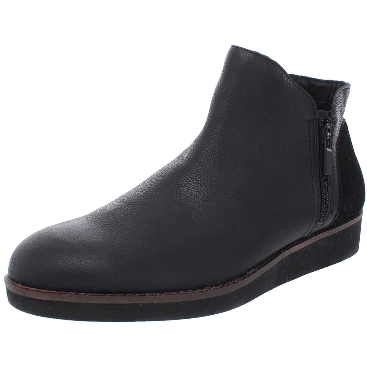 SoftWalk Wesley Black Suede 10.5 W (D) | Comfortable Ankle Boot with Asymmetric Zip — Black / 11 Wide