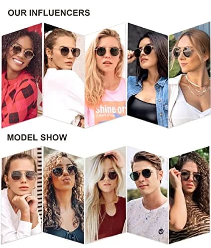 SOJOS Retro Vintage Round Polarized Sunglasses for Women Men Small Double Bridge Circle Sunnies SJ1104, Dark Black/Grey | UV400 Polarized thumbnail 2