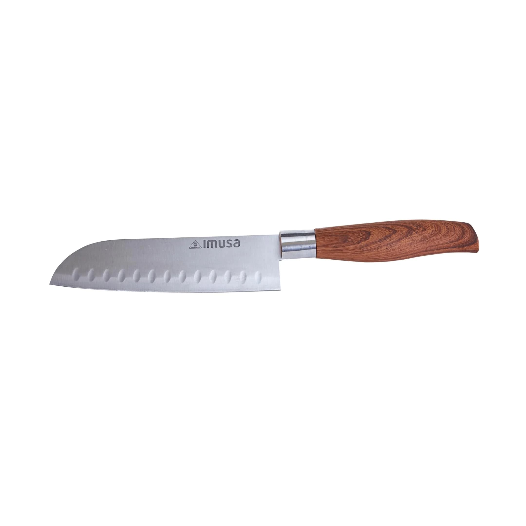 Imusa 6 Inch Stainless Steel Santoku Knife with Woodlook Handle | Rust-Proof Blade for Precision Slicing - main product image