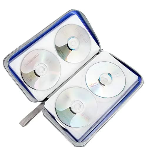 Siveit 80 Capacity CD DVD Case Holder Wallet Blue | Protects Discs from Dust, Scratches, and Damage thumbnail 5