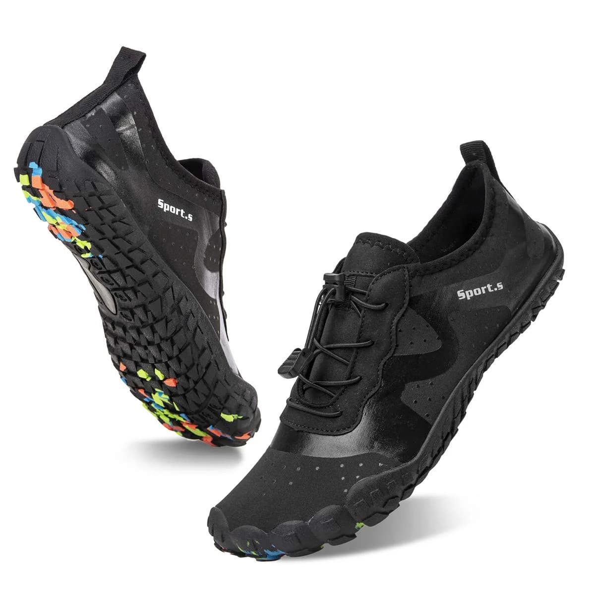 WateLves Water Shoes for Men Women Barefoot Quick-Dry Aqua Sock | Outdoor Athletic Sport Shoes (M-Black/Blue, 40) — A-pure Black / 13.5 Women/12.5 Men