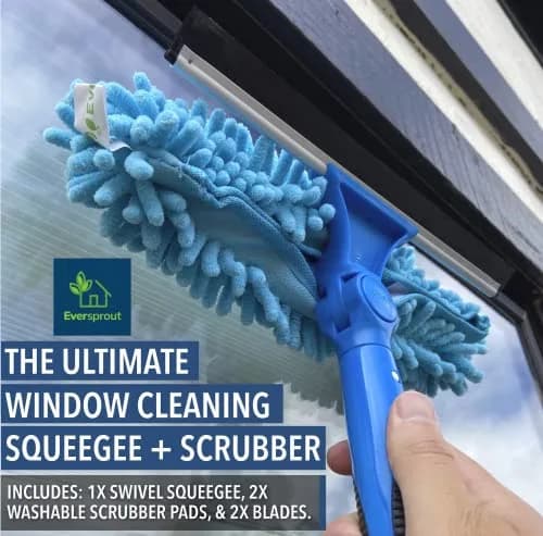 EVERSPROUT Swivel Squeegee & Microfiber Window Scrubber with 5-13ft Extension Pole | Cleans Up to 20ft Reach thumbnail 5