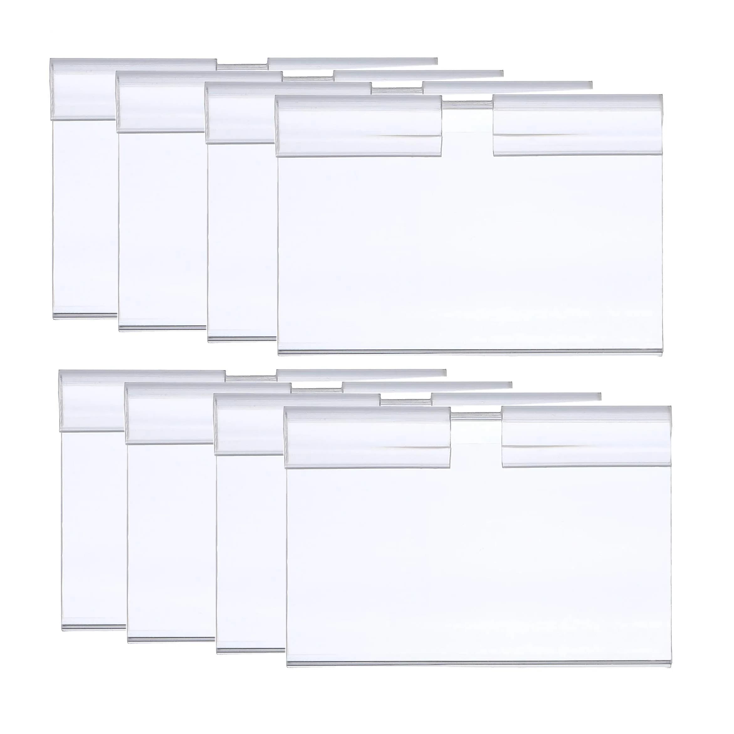 mollensiuer Clear Plastic Wire Shelf Price Label Holder 100-Pack | Fits Wire < 1/4 Inch