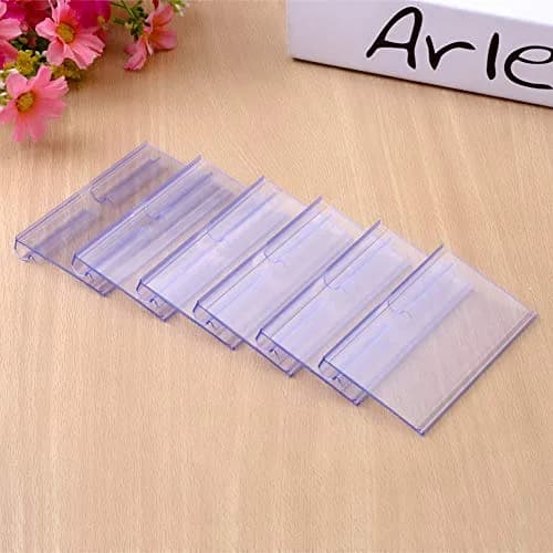 mollensiuer Clear Plastic Wire Shelf Price Label Holder 100-Pack | Fits Wire < 1/4 Inch thumbnail 3