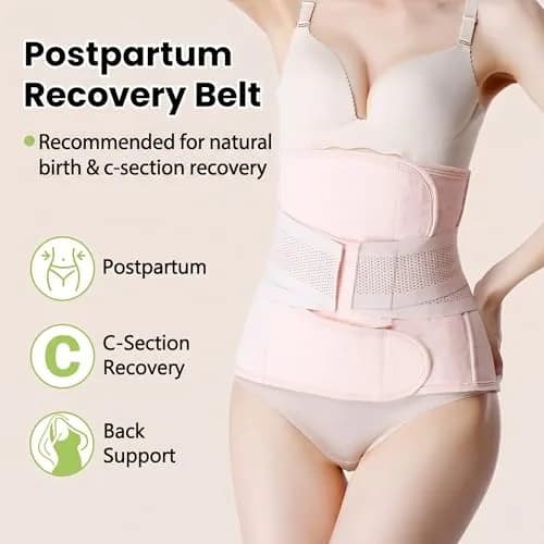 Gepoetry Postpartum Belly Band C-Section Recovery Belt Pink L | Supports Abdomen & Back thumbnail 2