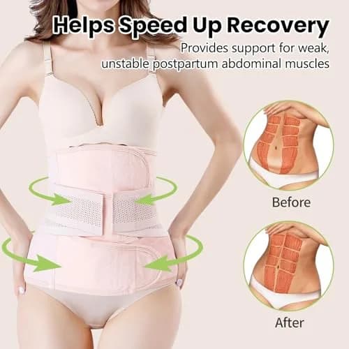 Gepoetry Postpartum Belly Band C-Section Recovery Belt Pink L | Supports Abdomen & Back thumbnail 3