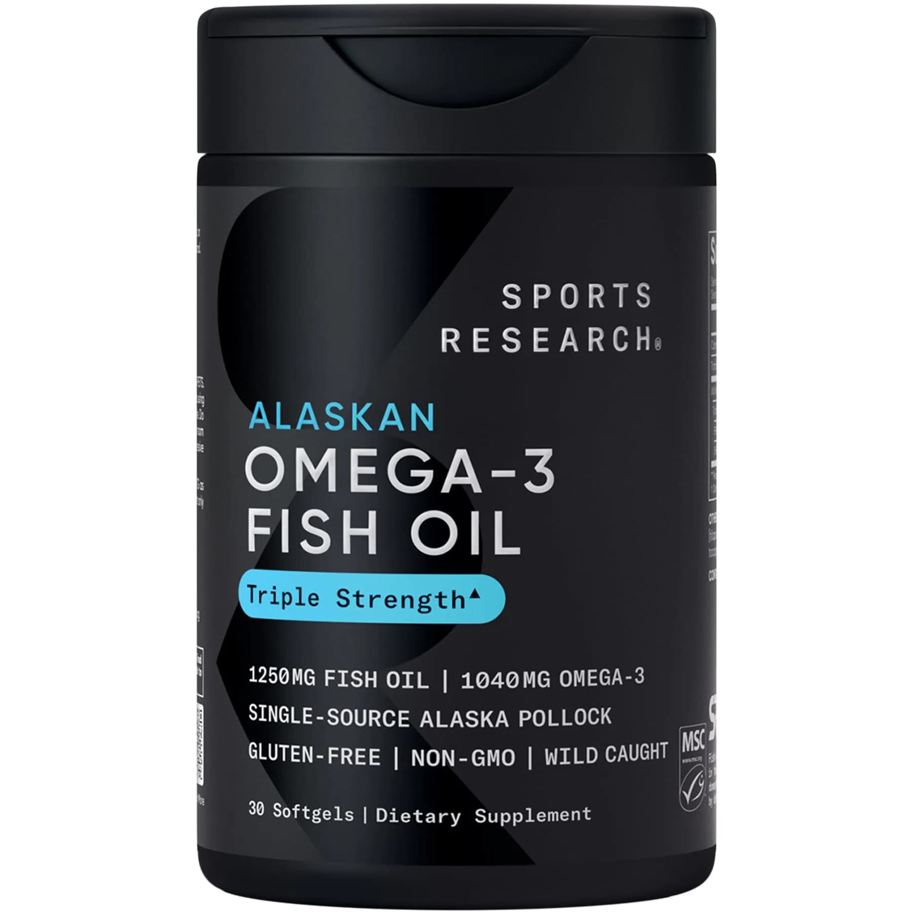 Sports Research Omega-3 Fish Oil 1250mg 30 Count | Triple Strength EPA DHA for Heart Health