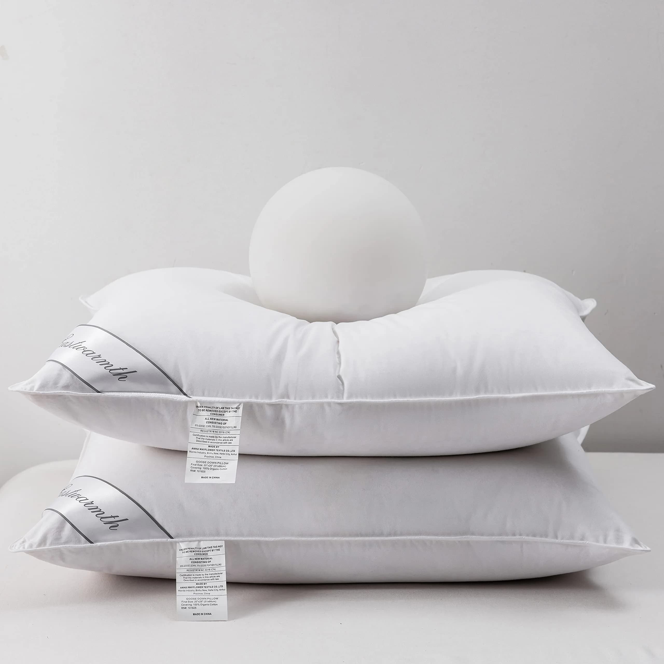 Eastwarmth Natural Goose Down & Feather Pillow Pair 20x26in | Supportive, Soft Cotton, Hotel Quality - main product image
