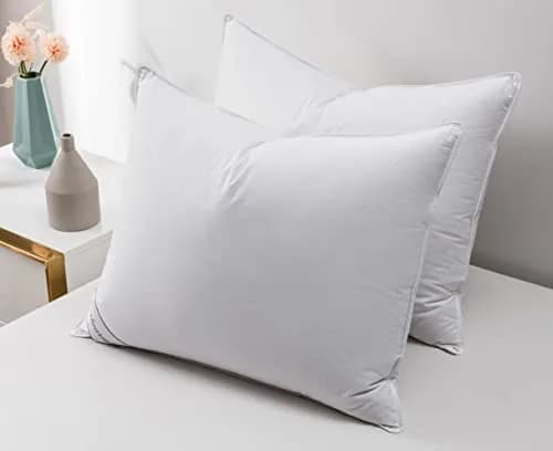 Eastwarmth Natural Goose Down & Feather Pillow Pair 20x26in | Supportive, Soft Cotton, Hotel Quality thumbnail 2