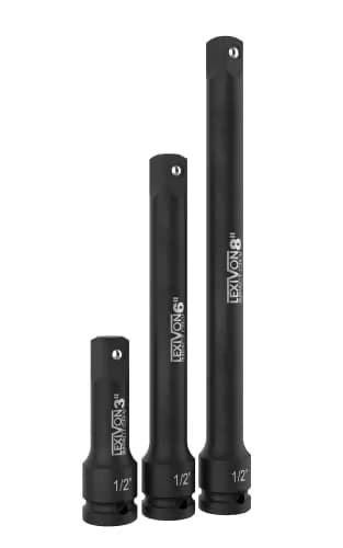 LEXIVON 1/2" Drive Impact Driver Extension Bar Set 3-Piece 3" 6" & 8" Long | Hardened Chrome Vanadium Steel thumbnail 4