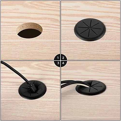 HYCC 2 Inch Desk Grommet Black | Flexible Cable Management Cover for Office & Home thumbnail 5