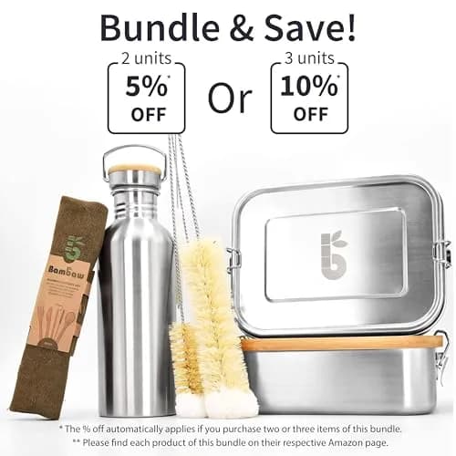 Bambaw Stainless Steel Water Bottle 32 oz | Eco-Friendly, Reusable & Durable, Non-insulated, Dishwasher Safe, Silver thumbnail 7