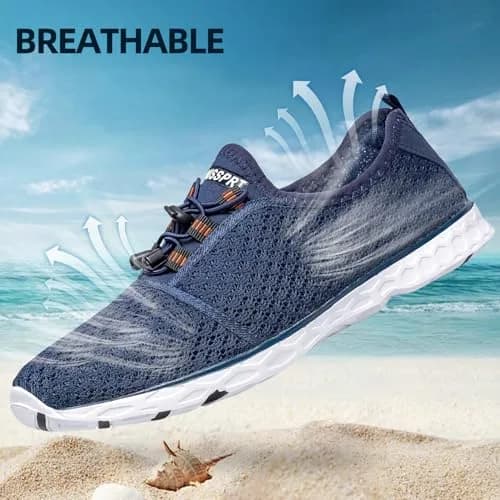 DOUSSPRT Men's Water Shoes Quick Dry for Beach Swim Pool Fishing Bluewhite | Breathable Mesh & Open Sole (100 words) thumbnail 5