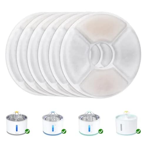 Wonder Creature Cat Water Fountain Filter Replacement 6 Pack | 2.4L Stainless Steel Filter | Easy to Replace & Clean thumbnail 1