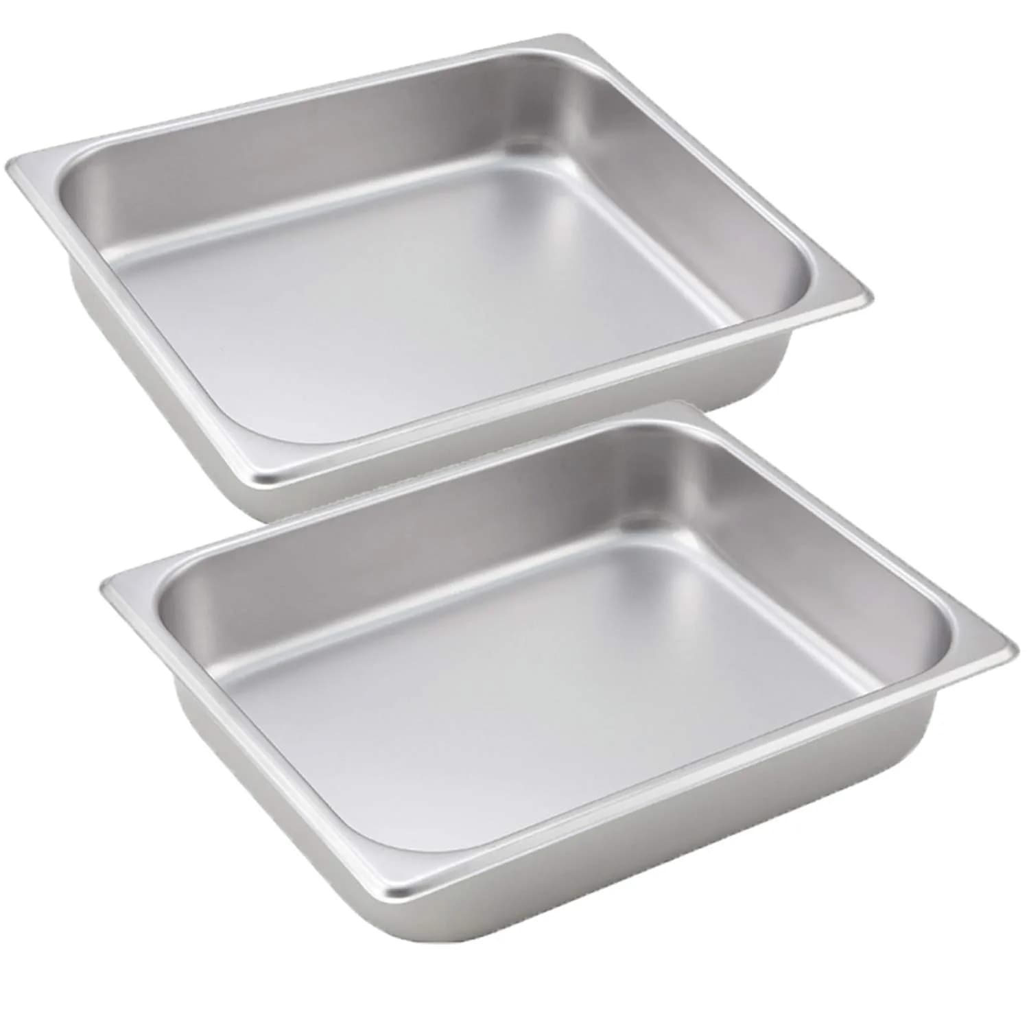 Tiger Chef 2-Pack 2.5-inch Deep Stainless Steel Chafer Pans | Commercial Grade NSF Certified