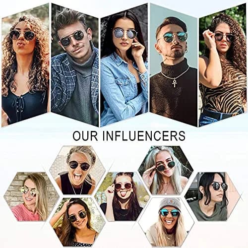 SOJOS Retro Vintage Round Polarized Sunglasses for Women Men Small Double Bridge Circle Sunnies SJ1104, Black/Blue Mirrored thumbnail 2