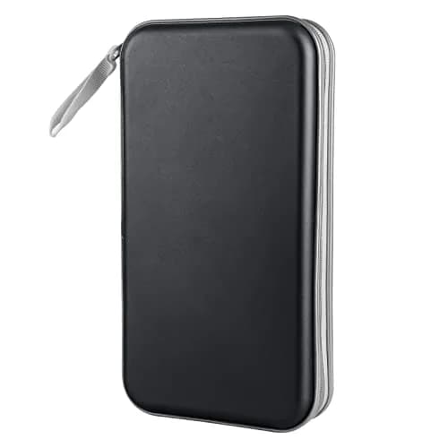 Siveit 80 Capacity CD Case | Black Hard Plastic DVD Wallet Holder with Zipper thumbnail 1