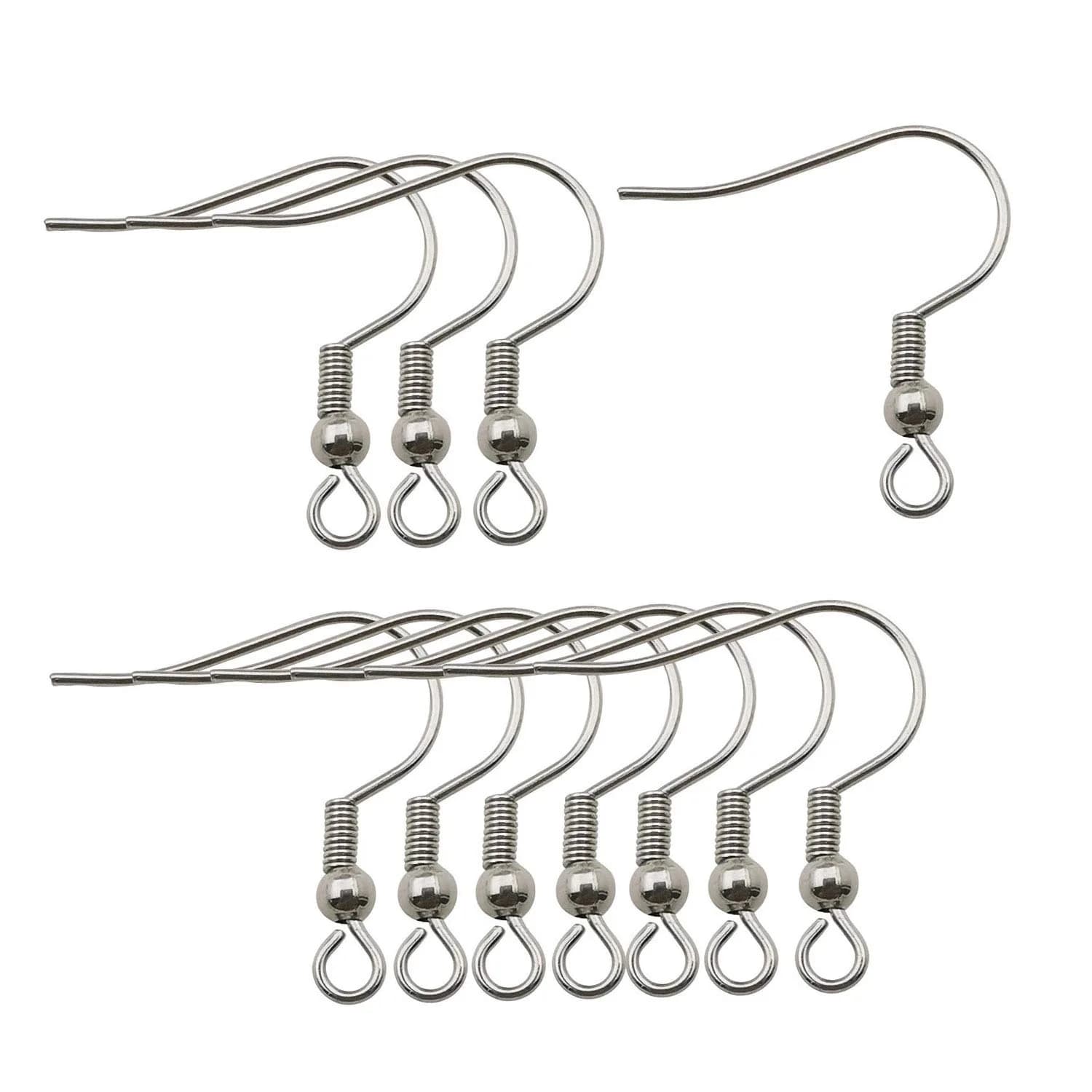 WOCRAFT 200pcs Stainless Steel Ball and Coil Earring Hooks Findings | 19mm (0.75 inch) — 10169-200pcs
