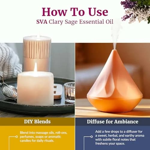 SVA ORGANICS Organic Clary Sage Essential Oil 10ml (0.33 Fl Oz) | Pure, Steam Distilled, Not Tested on Animals thumbnail 6