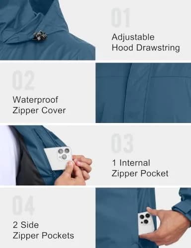 Little Donkey Andy Men's Waterproof Rain Jacket XL | Breathable, Windproof & Lightweight thumbnail 5