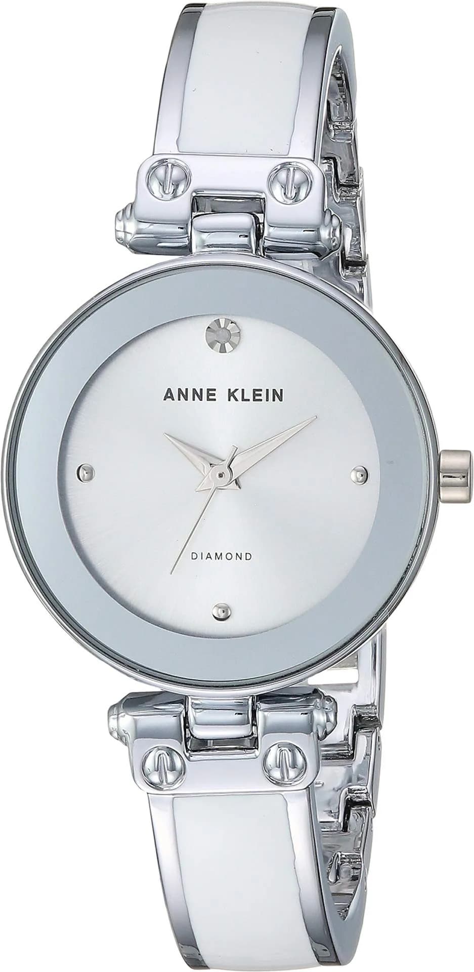 Anne Klein Women's Genuine Diamond Dial Bangle Watch | Silver-tone, 28mm, Quartz, Water-Resistant
