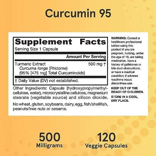 Jarrow Formulas Curcumin 95 500 mg Veggie Capsules | Turmeric Extract for Antioxidant & Joint Support (120 Count) thumbnail 6