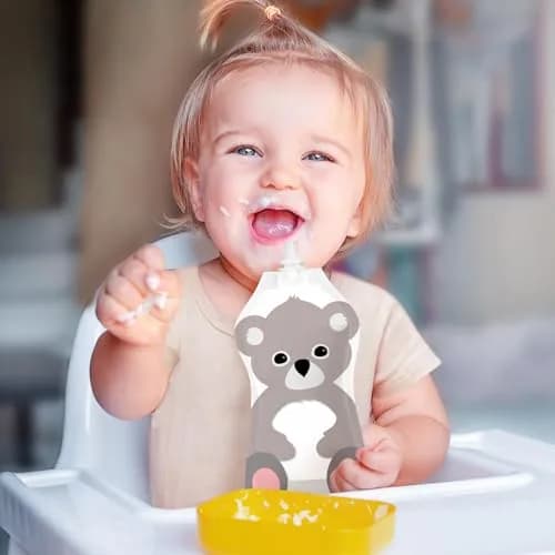 Squooshi Reusable Baby Food Pouches, 12 Pack, 5oz | BPA-Free, Freezer Safe, Assorted Animals thumbnail 7