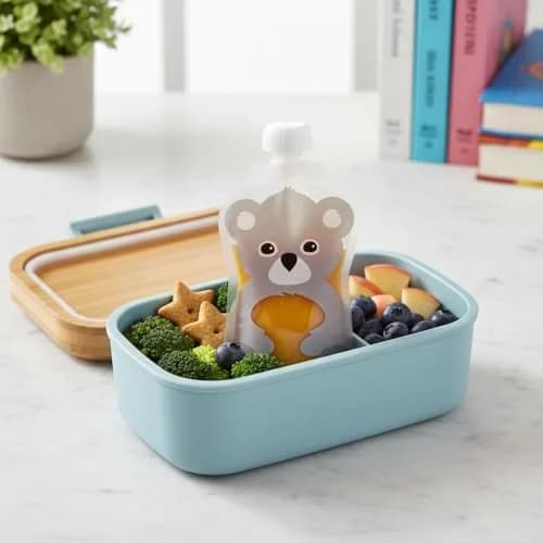Squooshi Reusable Baby Food Pouches, 12 Pack, 5oz | BPA-Free, Freezer Safe, Assorted Animals thumbnail 8