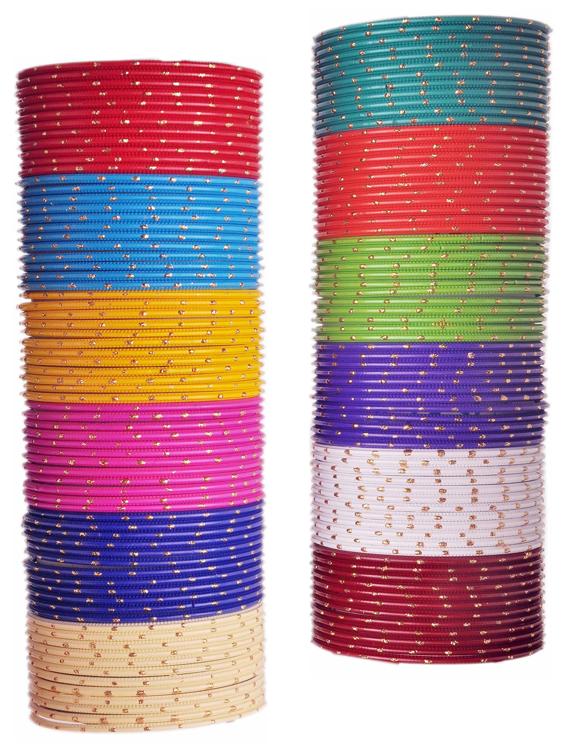 NMII Multicolour Metal Bangles Set for Women & Girls | 144 Bangles, 2 Inches | Perfect for Festivals & Daily Wear — Multicolour-Design-1 / 2.12