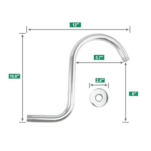 Purelux Goose Neck Shower Arm Water Outlet 12in Stainless Steel Brushed Nickel | Elegant & Reliable thumbnail 3