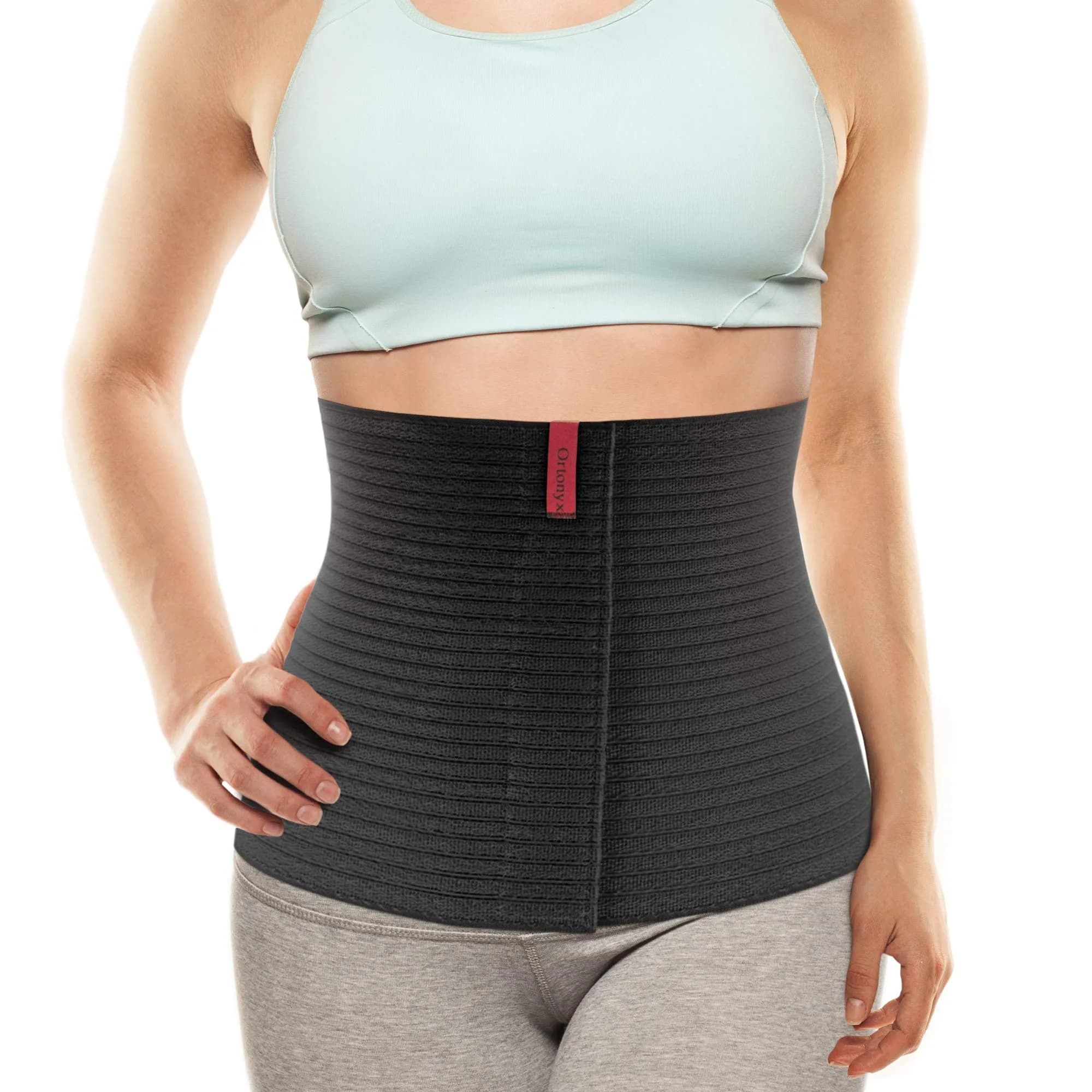 ORTONYX Abdominal Binder for Women & Men 26.7 cm (10.5") | Post-Surgical & Postpartum Support Wrap — Black / Plus Size 3XL (up to 52")