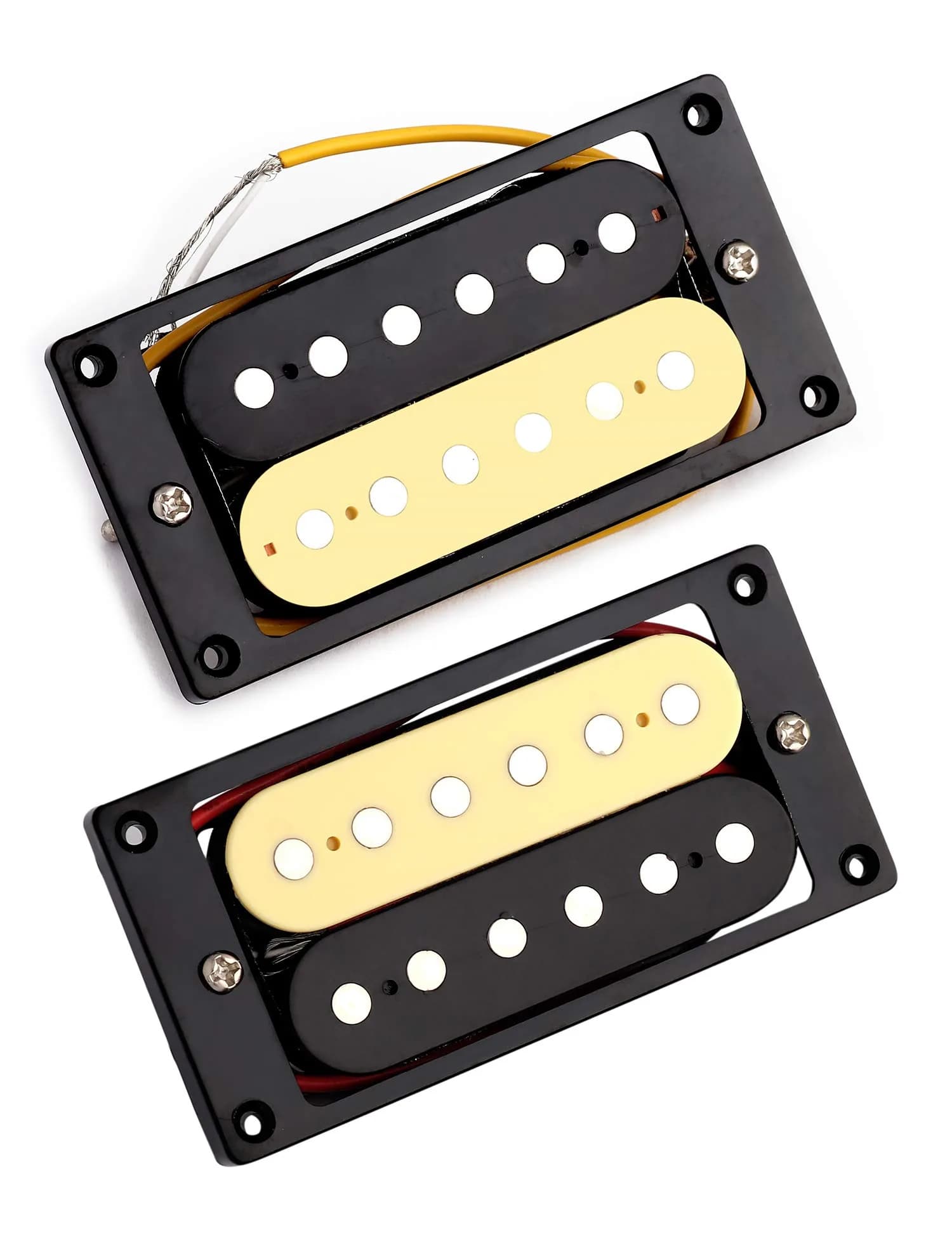 Metallor Double Coil Humbucker Pickup Set for Electric Guitar | Black Ceramic Magnet, 15.05K/15.3K DC Resistance — Black and Cream