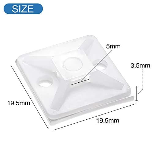 XHF 3/4" White Self Adhesive Cable Zip Tie Mounts 100 pcs | Organize Cables Easily thumbnail 3