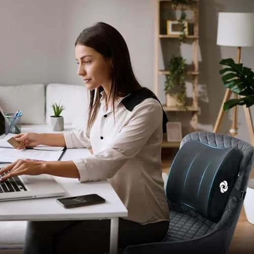 Samsonite Lumbar Support Pillow for Office Chair and Car Seat, Perfectly Balanced Memory Foam, Versatile Use Lower Back Cushion, Black Plush thumbnail 4