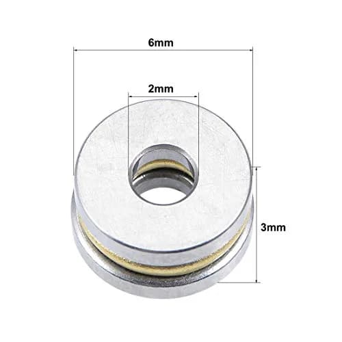 uxcell F2-6M Thrust Ball Bearings 2mm x 6mm x 3mm Single Direction 2pcs | Precision Engineered for Axial Loads thumbnail 3