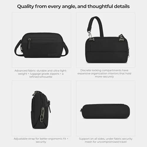 Travelon Anti-Theft Metro Convertible Small Crossbody Bag | RFID & Locking Zippers, 8.5"W x 5.25"H thumbnail 6
