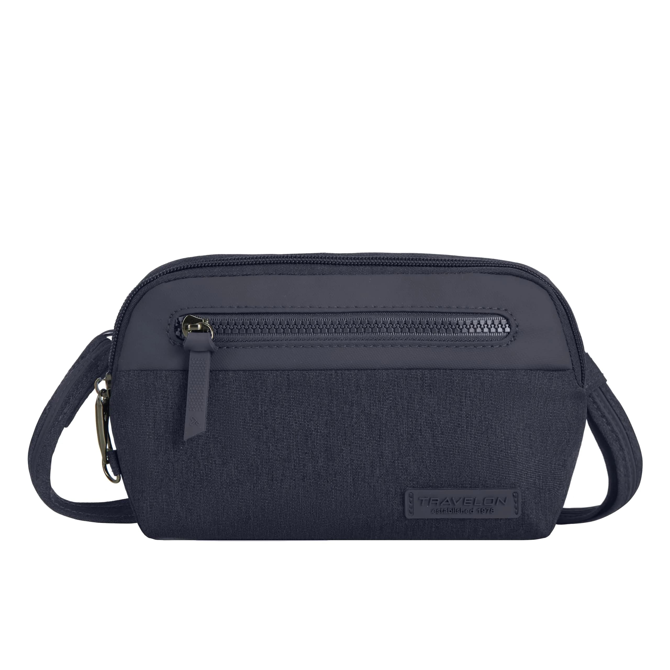 Travelon Anti-Theft Metro Convertible Small Crossbody Bag | RFID & Locking Zippers, 8.5"W x 5.25"H, Navy Heather - main product image
