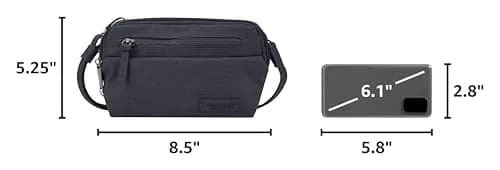 Travelon Anti-Theft Metro Convertible Small Crossbody Bag | RFID & Locking Zippers, 8.5"W x 5.25"H, Navy Heather thumbnail 3