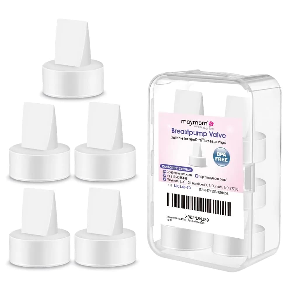 Maymom Duckbill Valves for Spectra S1 S2 9 Plus Dew 350 Blue 4ct | BPA-Free Replacement Parts for Breast Pumps — White / 5 Valves