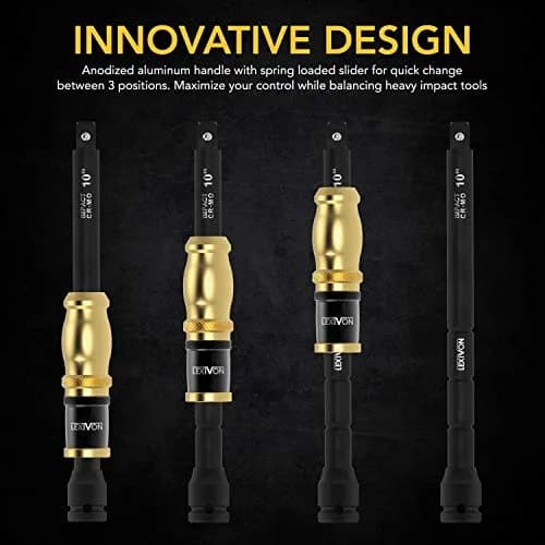 LEXIVON 1/2" Impact Extension Bar with Speed Collar 10" | Cr-Mo Steel, 3-Position Handle, Impact Grade (LX-116) thumbnail 2