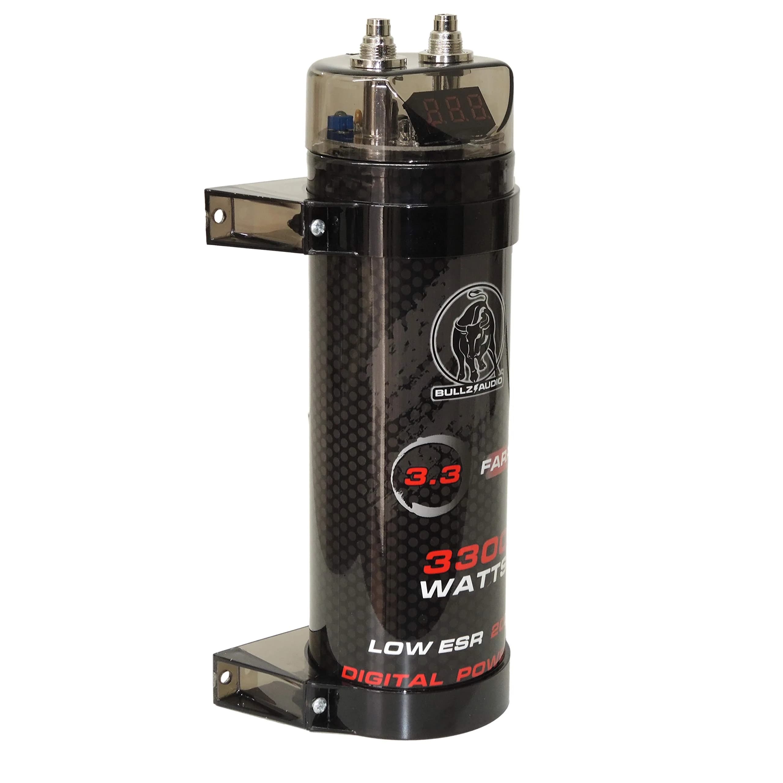 BULLZ AUDIO BCAP3.3 3.3 Farad Capacitor with Digital Voltage Display | 1.46 kg (3.2 lb) Aluminum - main product image