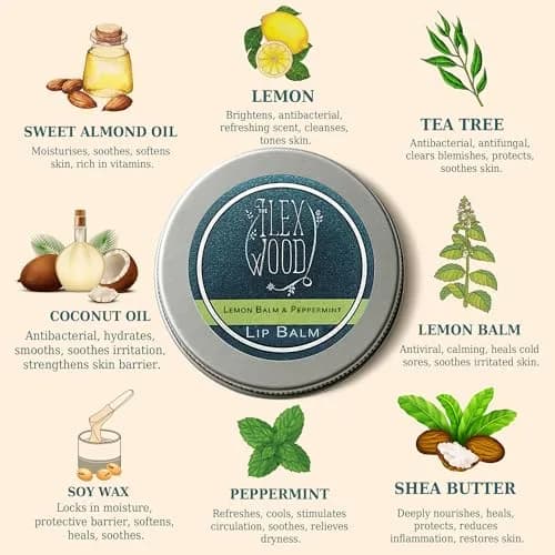 The Ilex Wood Vegan Lemon Balm & Peppermint Lip Balm 10ml (0.34 fl oz) | Natural Cold Sore Defense thumbnail 3