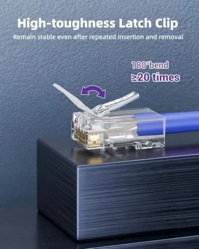 VCE Cat6 RJ45 Pass Through Connectors Gold Plated 8P8C 10 Gbps 50-Pack | UL Listed 250V AC Max thumbnail 5